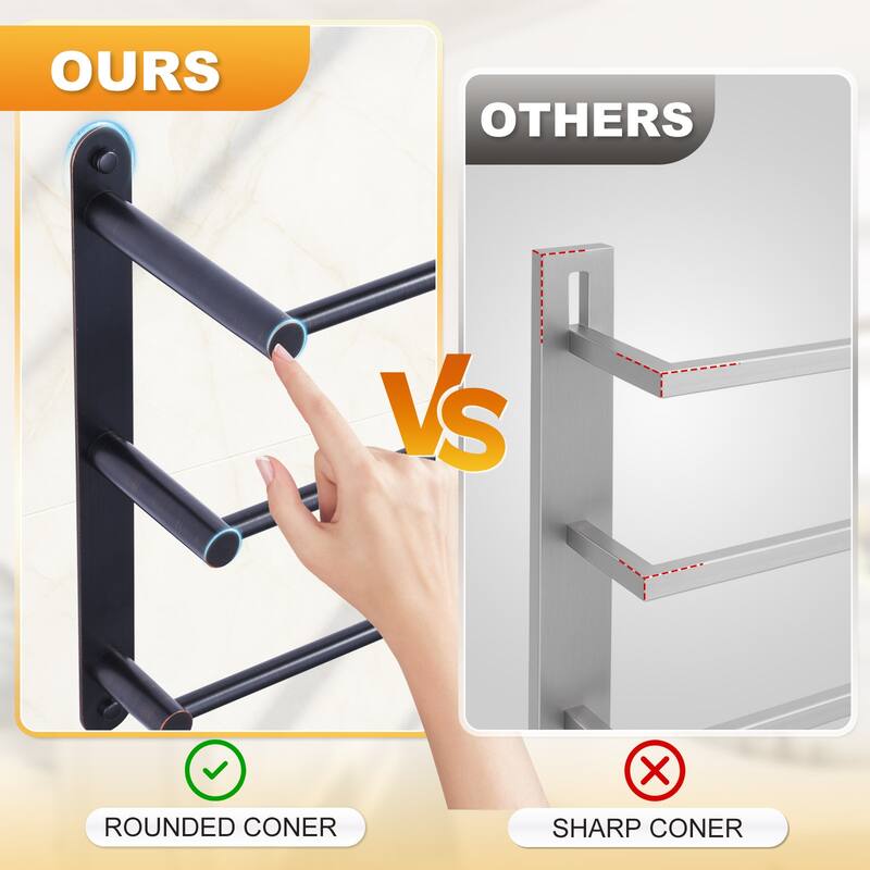 WOWOW 3-Tier Wall Mounted Towel Rack in Brushed Nickel