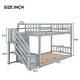 preview thumbnail 4 of 14, Twin Size Floor Bunk Bed w/Stairs, Twin Over Twin Wood Bunkbeds Frame