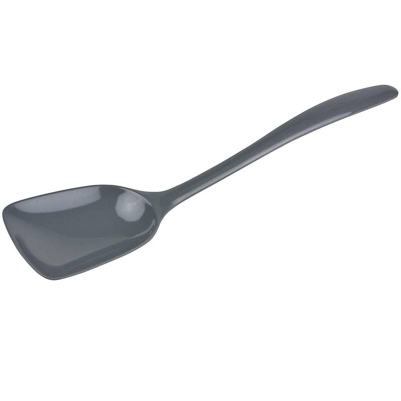 Hutzler 11-Inch Flat-Front Melamine Spoon, BPA-Free Heat Resistant Serving Spoon - Gray