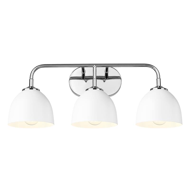 Yep by Golden Lighting Zoey 3-light Vanity in Chrome and Matte White shade