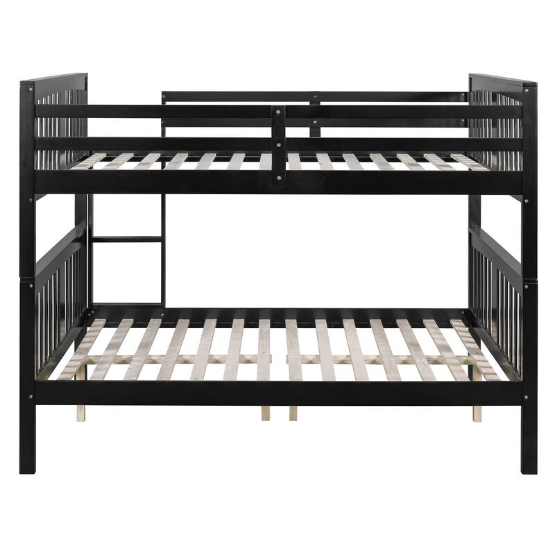 Full Over Full Bunk Bed with Ladder for Bedroom, Guest Room Furniture, Solid Wood Construction