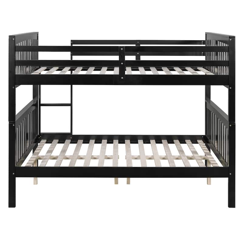Solid Pinewood Full Size Detachable Bunk Bed Frame, Full over Full Bunk Bed with Ladder, Divided Into 2 Individual Beds