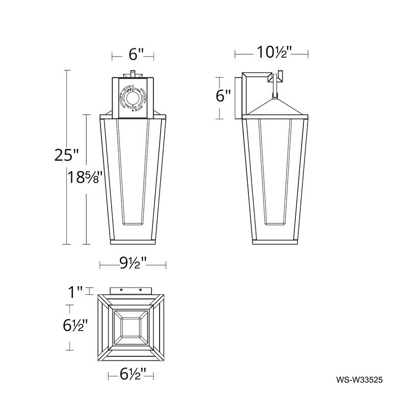 Manchester 16in LED Outdoor Wall Light Selectable CCT 2700-3000-3500-4000K set to 2700K in Black