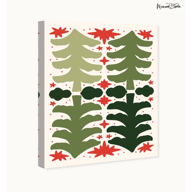 Wynwood Studio Canvas Holiday and Seasonal Green Pines Agreement Green Modern & Contemporary Wall Art Canvas Print