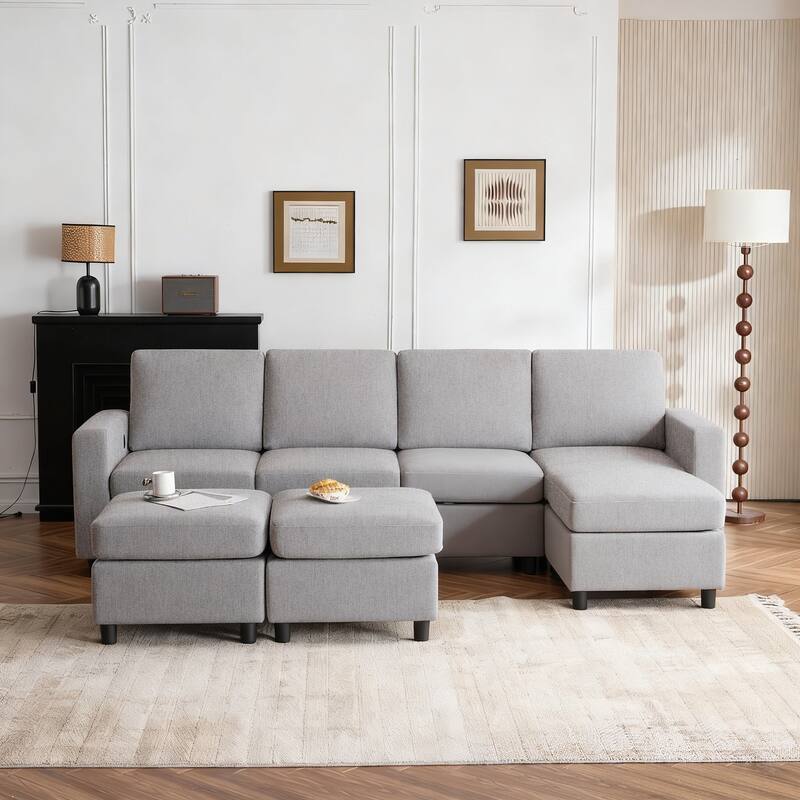Erommy 6/7-Piece Modular Sectional Sofa – Reversible L-Shaped Couch with Hidden Storage, Space-Saving Living Room Furniture
