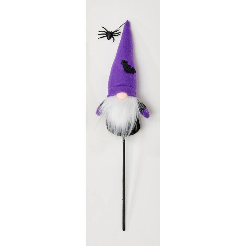 9" Halloween Gnome on 7.5" Pick w/ Spider, Set of 4