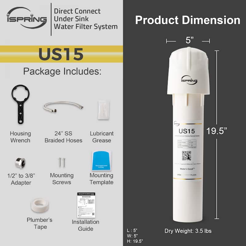 iSpring Leak-Free Direct Connect Under Sink Water Filter System