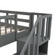 preview thumbnail 36 of 37, Full-Over-Full Convertible Bunk Bed with Storage Stairway & Twin Trundle, Soild Wood Bunk Bed Frame w/Full-Length Guardrail