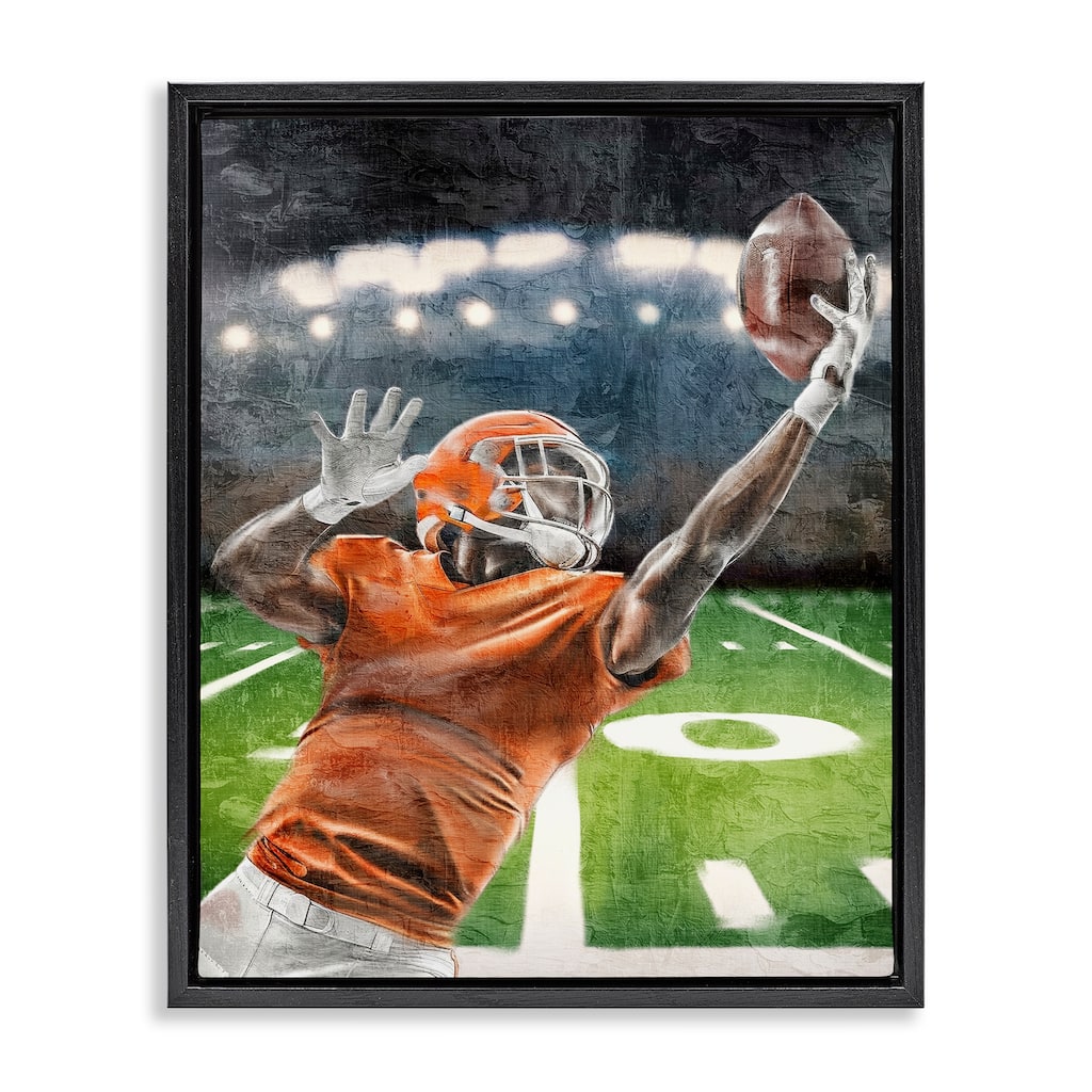 Stupell Athlete Catching Football Framed Floater Canvas Wall Art Design By Kim Allen