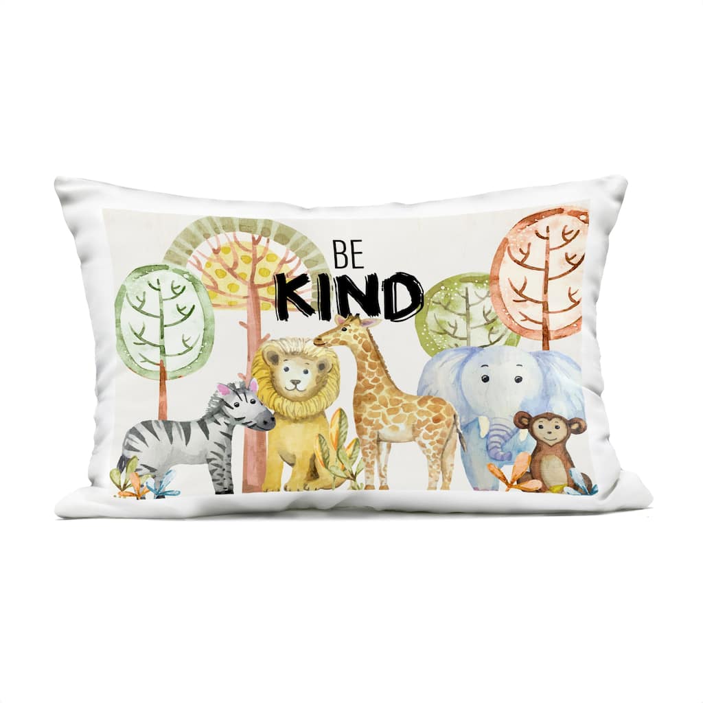 Stupell Be Kind with Zoo Animals Printed Outdoor Throw Pillow Design by Kim Allen
