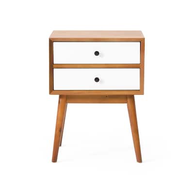 Modern Wooden 2-Drawer Nightstand with Four Legs for Bedroom