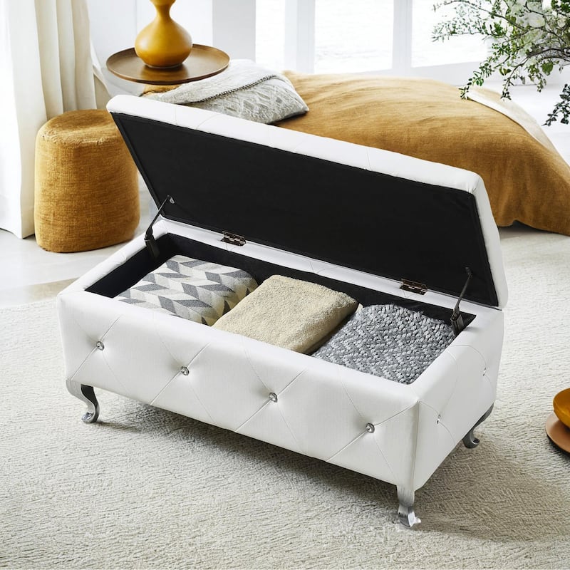 PU Leather Upholstered Ottoman with Storage