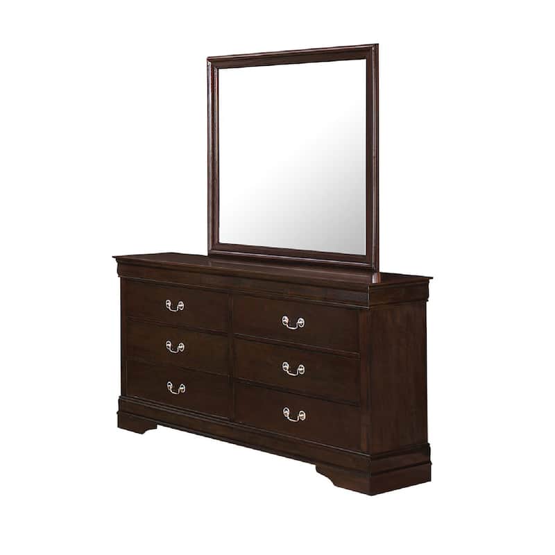 Nim 5pc Queen Sleigh Bedroom Set, Nickel Drop Handles, Dark Brown Wood