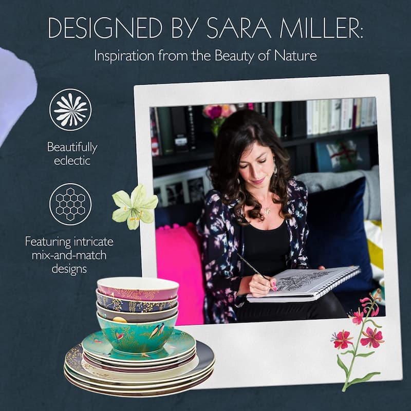 Sara Miller London Chelsea 12 Piece Tableware Set - 11" dinner plates, 8" side plates, 6" bowls