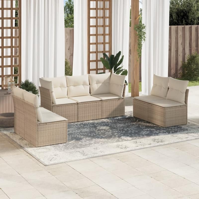 vidaXL Garden Sofa Set Beige PE rattan Large Adjustable Feet - 24.4 x 24.4 x 27.2