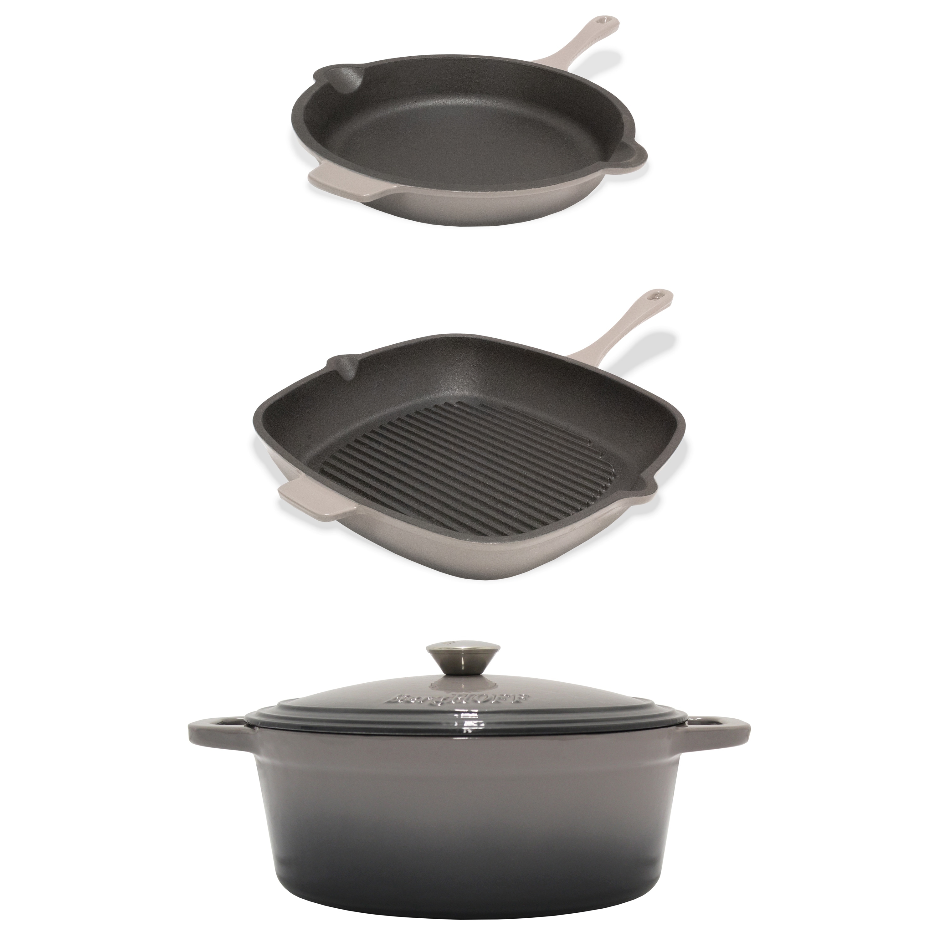 BergHOFF Neo 5pc Cast Iron Cookware Set, Oyster