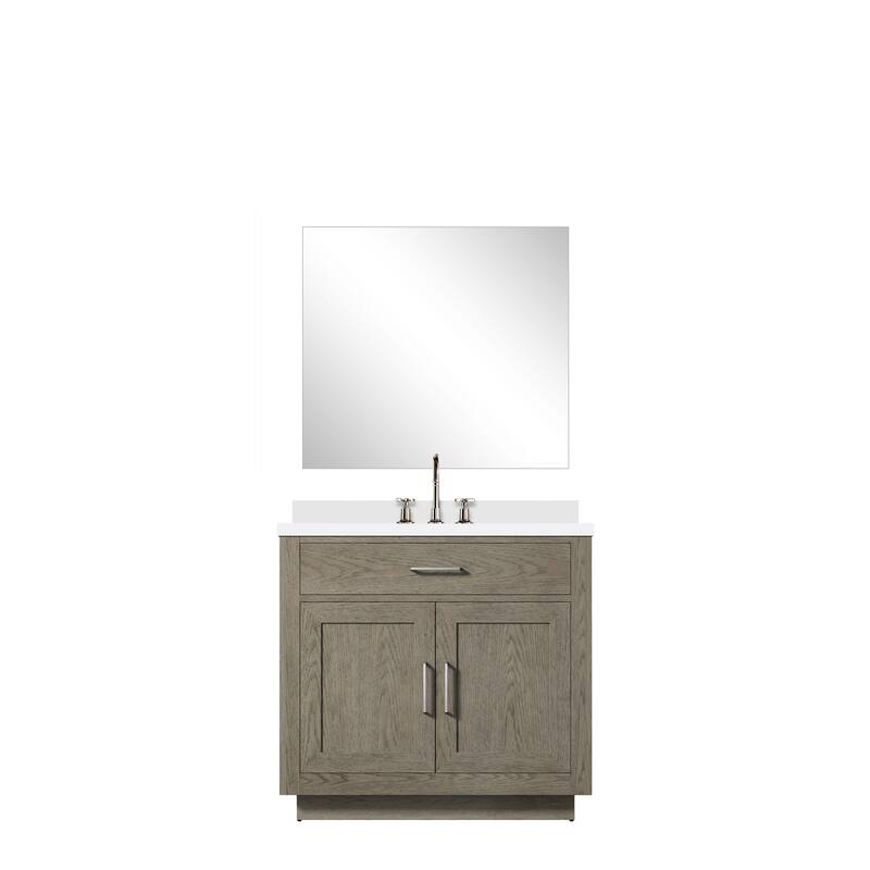 Abbey Bath Vanity with Cultured Marble Top, Sink, Mirror and Faucet