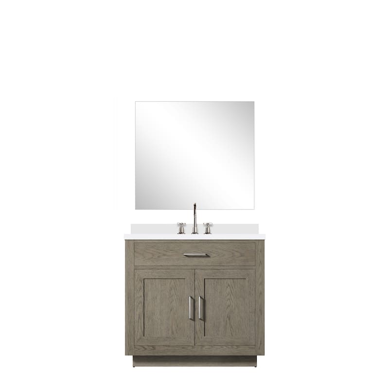 Abbey Bath Vanity with Quartz Top, Sink, Mirror and Faucet