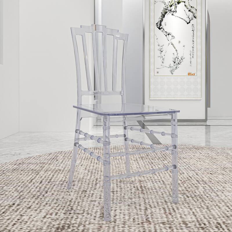 Synth Modern Acrylic Accent Dining Chair with Open Windsor Spindle Back for Dining rooms, Kitchens, Patios, and Balconies