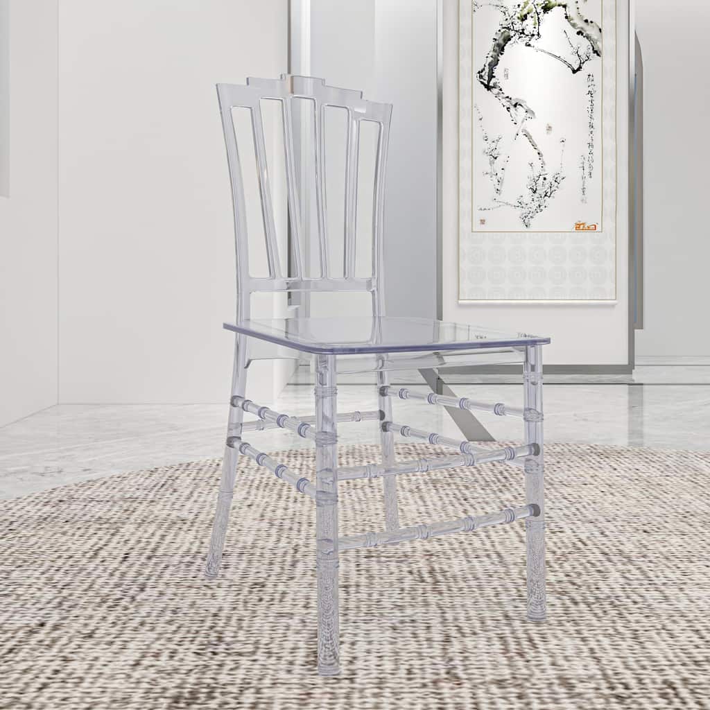 Synth Modern Acrylic Accent Dining Chair with Open Windsor Spindle Back for Dining rooms, Kitchens, Patios, and Balconies