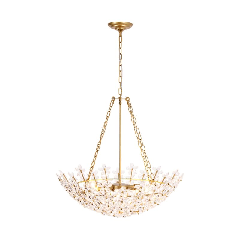 Glam Luxury Sculptural Faceted Crystal Flower Vine Chandelier 28.7in