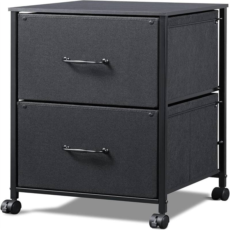 2 Drawer Mobile File Cabinet - 15.7"D x 15.4"W x 26.8"H - Black