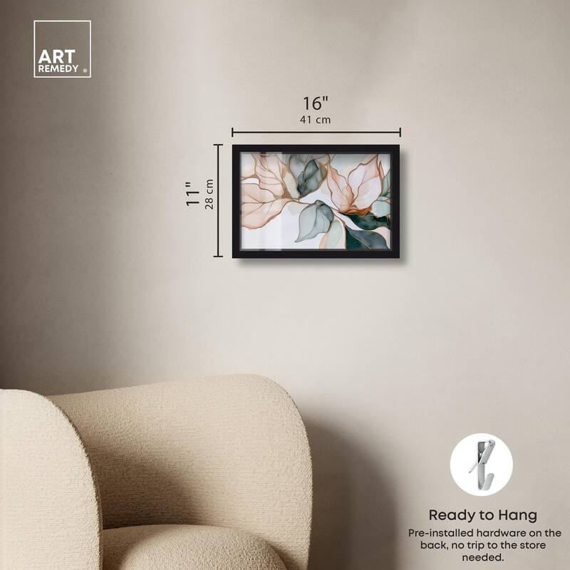 Golden Veined Leaves I Shadowbox by Art Remedy