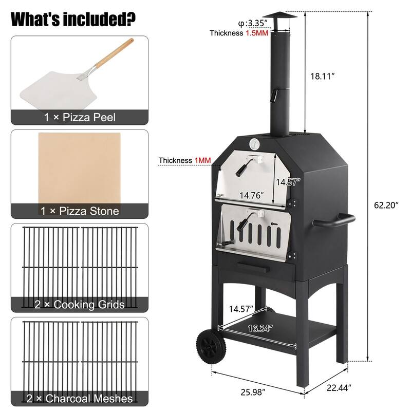 Freestanding Charcoal Pizza Oven