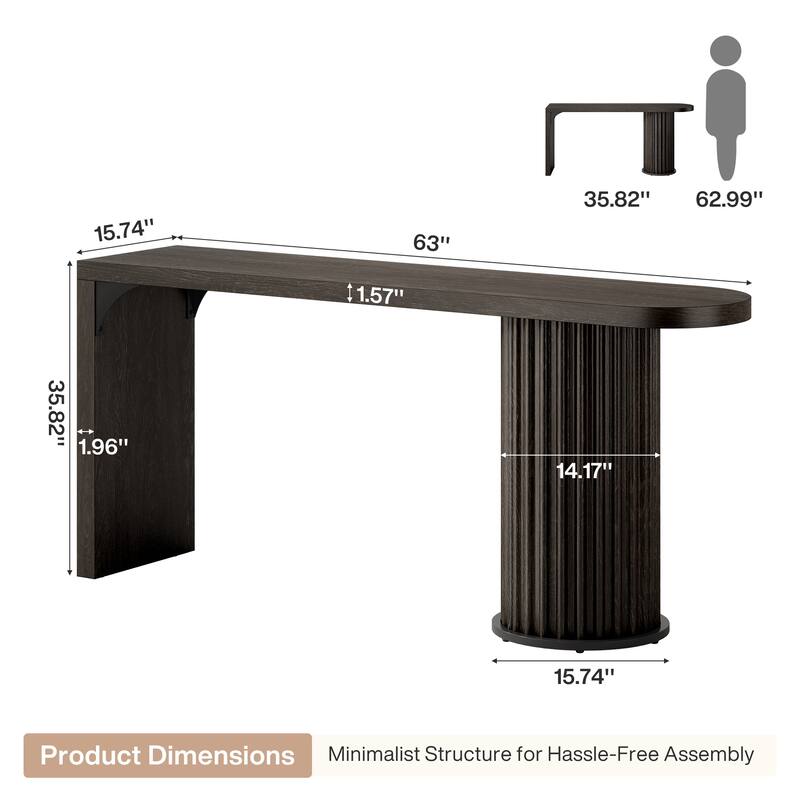 63 Inch Bar Table, Black Modern Counter Height Dining Table, Rectangle Pub Table - 63" L x 15.75" W x 35.83" H