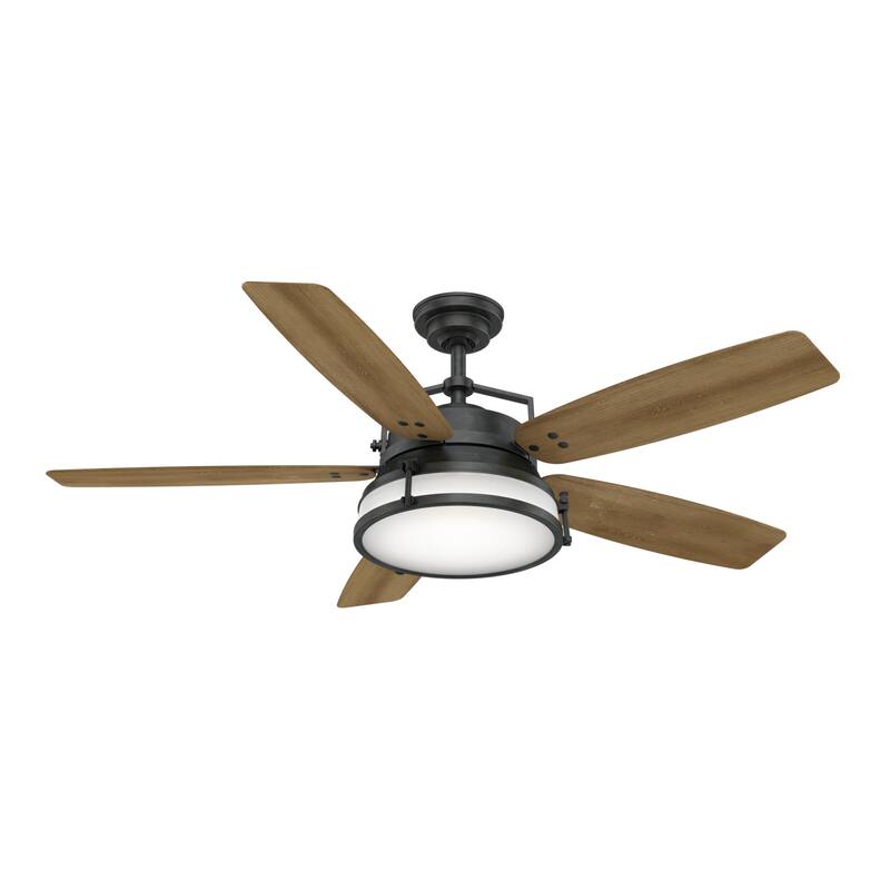 Casablanca 56" Caneel Bay Outdoor Ceiling Fan w/LED Light, Wall Control - Nautical, Industrial, Droop-Free Blades!