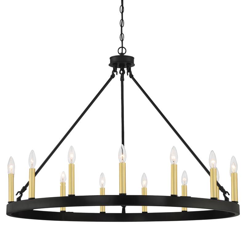 Acroma 15-light Farmhouse Large Wagon Wheel Candle Chandelier with UL Certified - D40'' * H130''