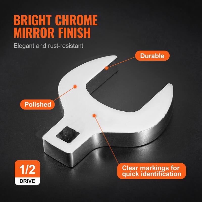 14 Piece Mirror Chrome Crowfoot Wrenches with Plastic Tray and Carbon Steel Tool