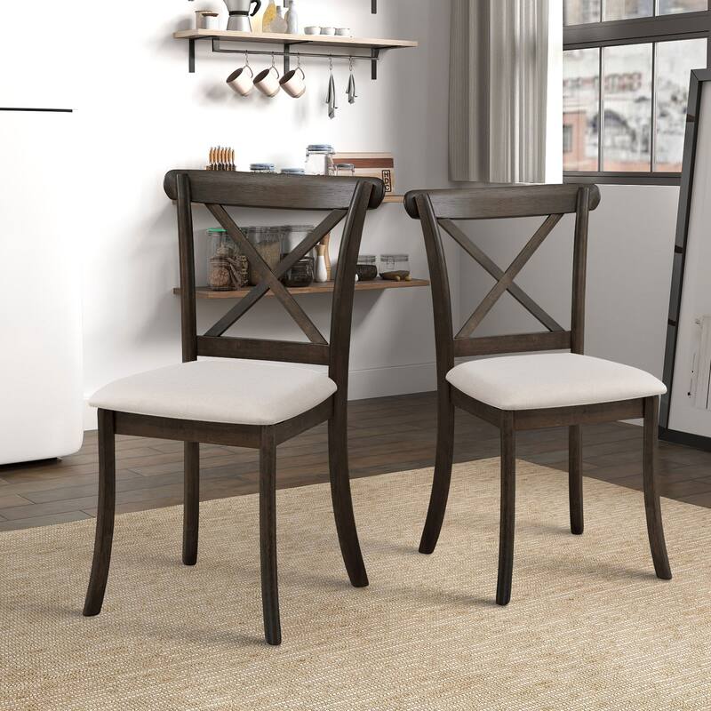 5 Pieces Set Mid-century Modern 47 in Round Rubber Wood Dining Table with Pedestal Base for 4-6 People