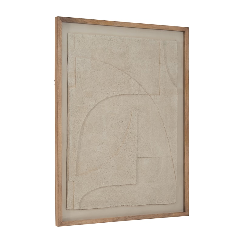Sagebrook Home 39x50 Off-white Paper Mache Wall Art Framed in Glass - Contemporary Decor for the Modern Home