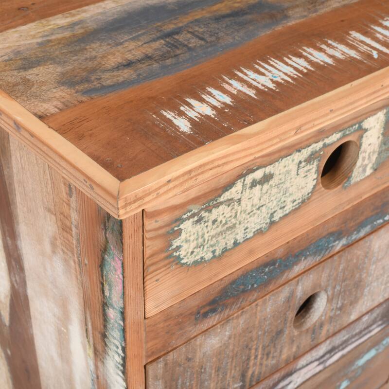 Rustic Reclaimed Wood Nightstand Fully Assembled Side Table with 3 Drawers for Bedroom Living Room
