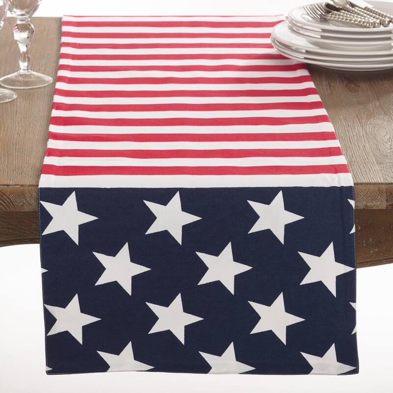 Star Spangled American Flag Design Table Runner - 16"x120"