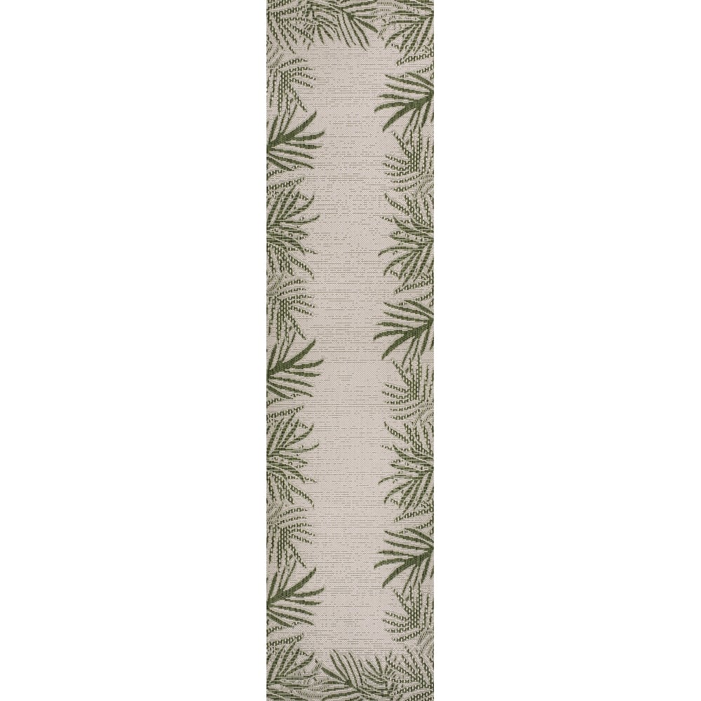 JONATHAN Y Beckett Coastal Cottage Palm Frond Border Blue/Cream Indoor/Outdoor Area Rug