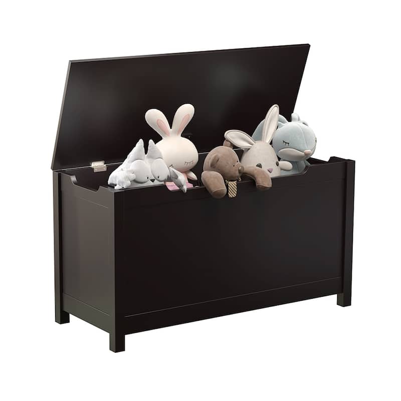 Toy Box Toy Storage Chest Bench w/Safety Hinged Lid for Ages 3+ On