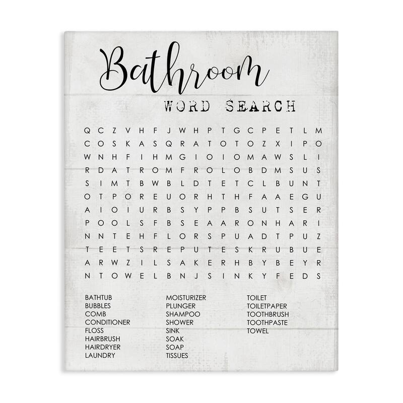 Stupell Bathroom Word Search Fun Family Word Design Canvas Wall Art - 30 x 40
