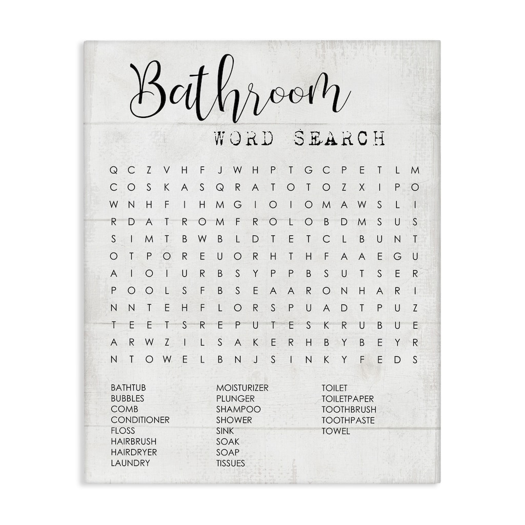 Stupell Bathroom Word Search Fun Family Word Design Canvas Wall Art