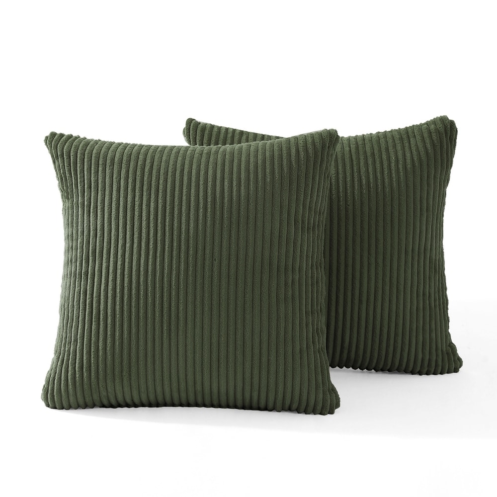 Set of 2 Modern Square Corduroy Accent Throw Pillow