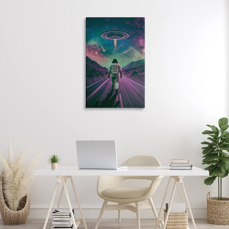 Stupell Alien Spaceship over Astronaut Canvas Wall Art Design By Wumples