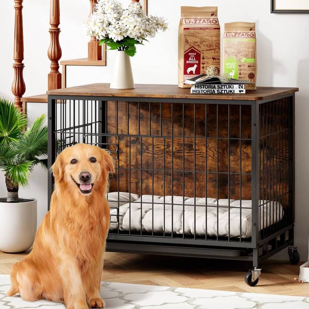 Beautiful view of Cushioned Pet Crate With Wheels