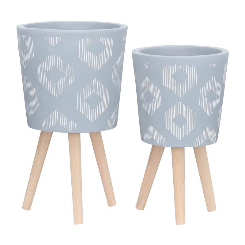 Sagebrook Home Elegant Magnesia and Beech Wood Planters - Perfect Home & Garden Accent