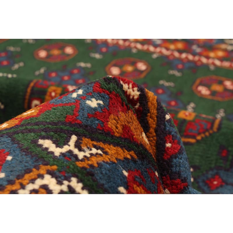 ECARPETGALLERY Hand-knotted Afghan Dark Green Wool Rug - 4'9 x 6'6