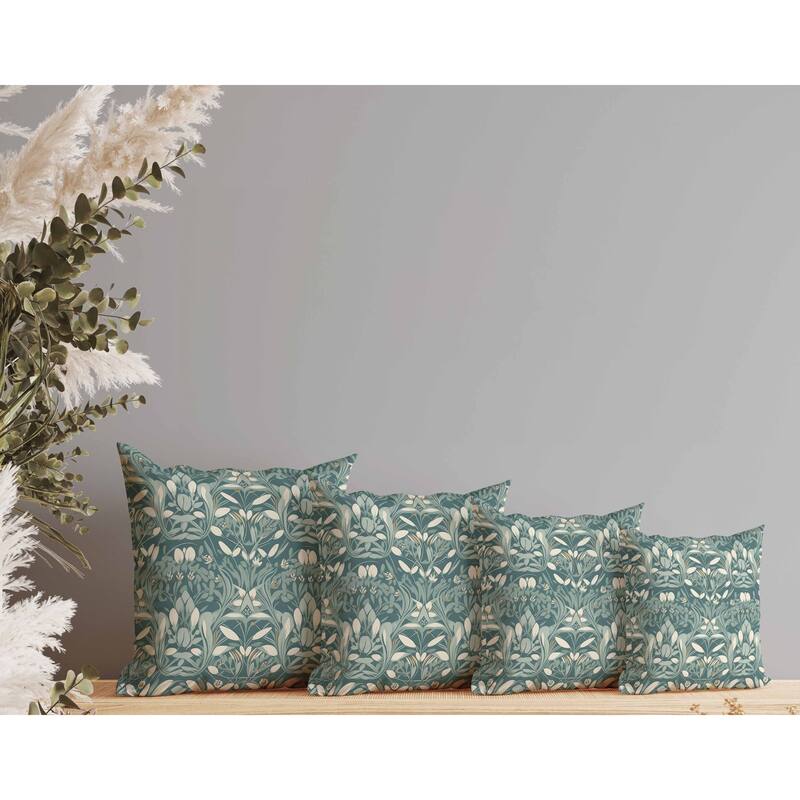 Petal Mirage Faux Suede Reversible Throw Pillow Green and White