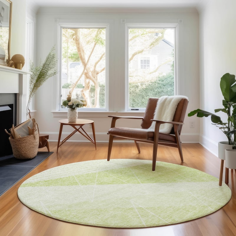 Premium Washable Super Soft Geo Abstract Mayfield Rug - Aloe - 8' x 8' - Round