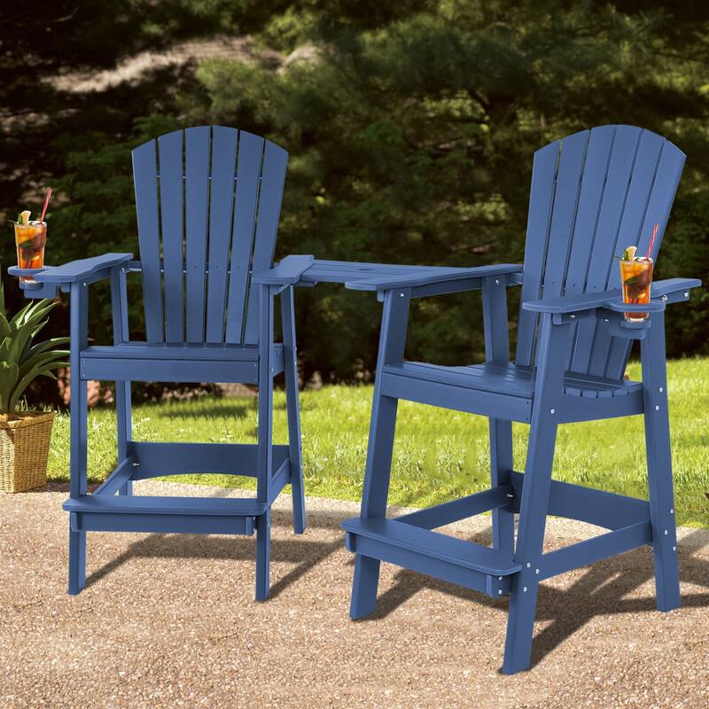 Vrakae Tall Adirondack Bar Stool Chair with Connecting Tray