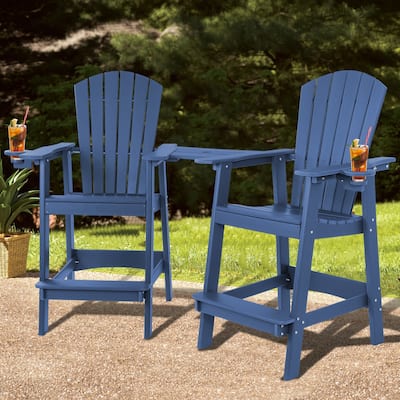 Vrakae Tall Adirondack Bar Stool Chair with Connecting Tray