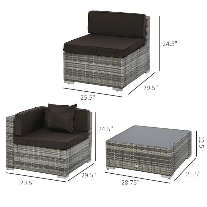 Outsunny 7-Piece Outdoor Wicker Patio Furniture Set